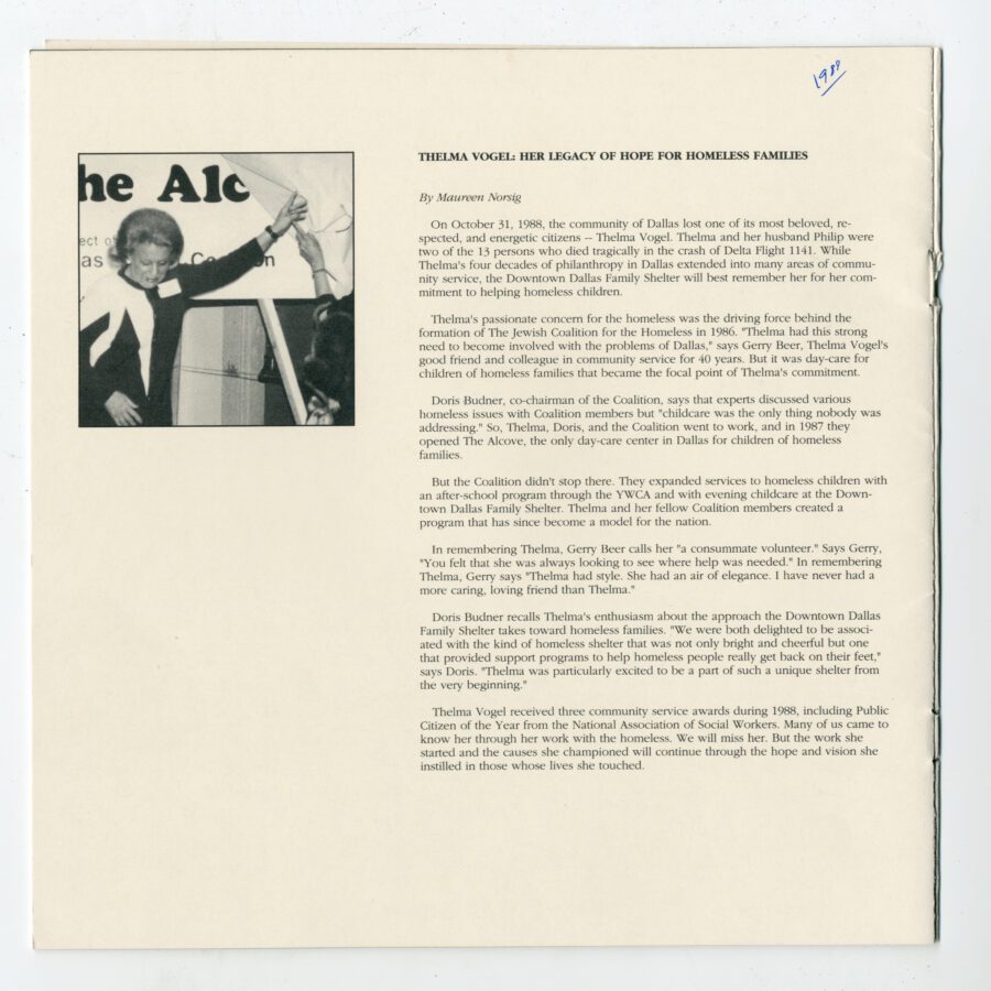Thelma Vogel Historical article 1988